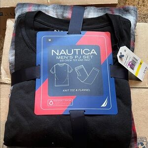 Nautica NWT black knot  tee and flannel pj bottoms. M